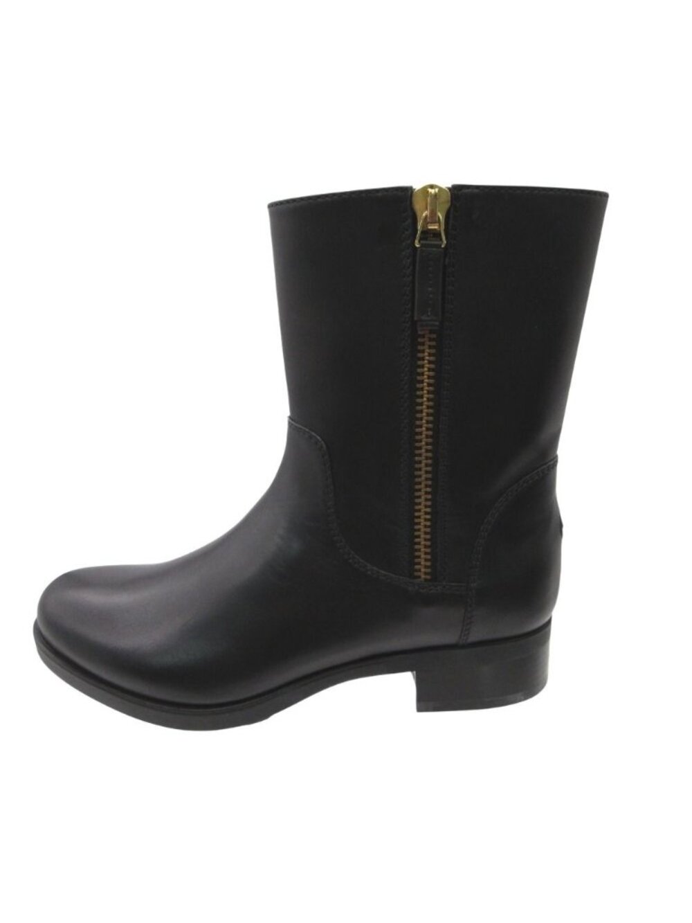Moncler Boots Leather Short Side Zip Logo Patch Shoes Black